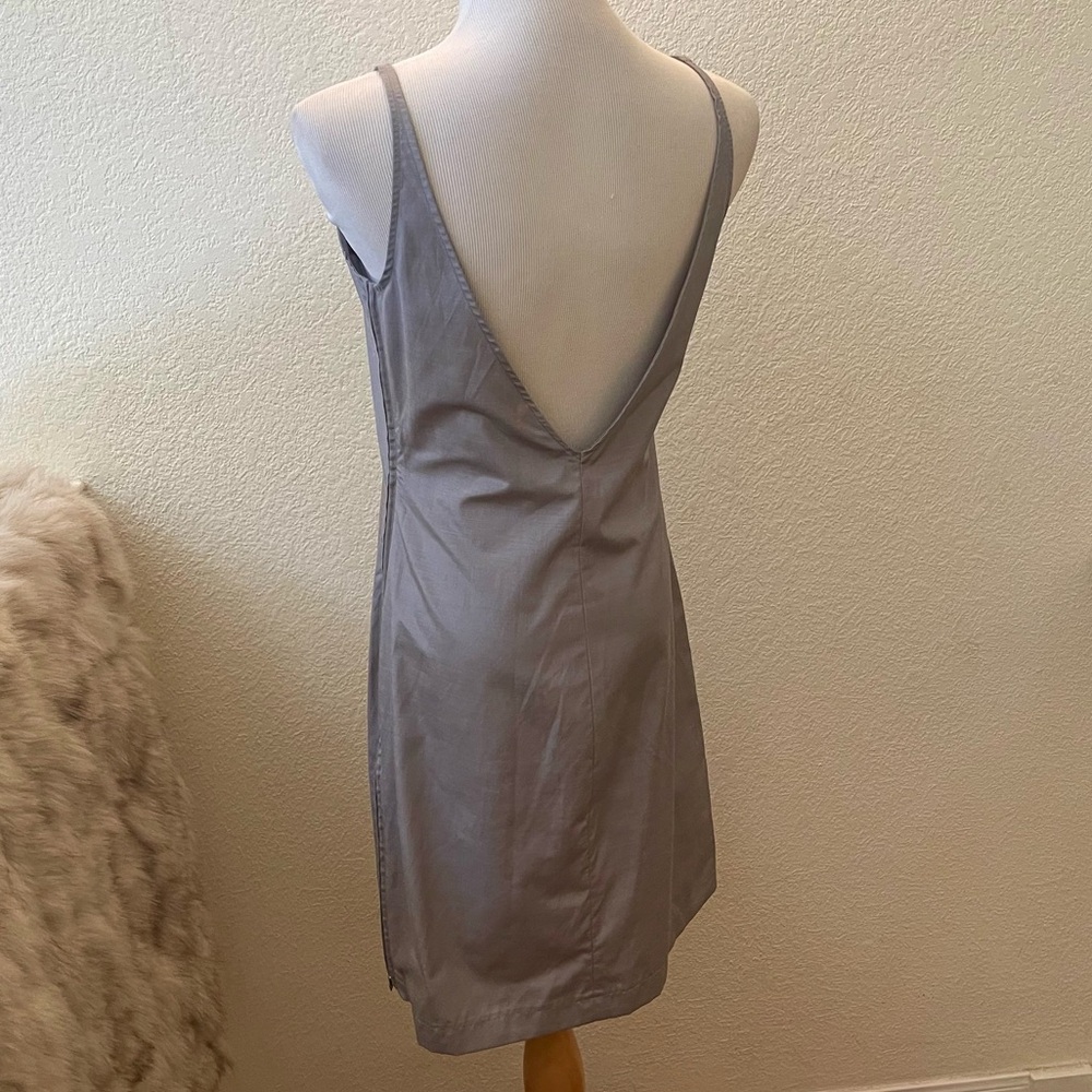 Valentino Sport Silver Gray Slip Dress -Side zip - Deep V Back - Sz M (44)